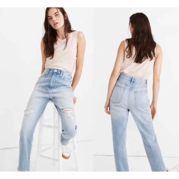 Madewell Distressed Momjean  Blue Jeans - Size 25 - Picture 1 of 16
